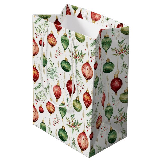 Festive Christmas Ornaments Seamless Pattern Medium Gift Bag (Back Angled)