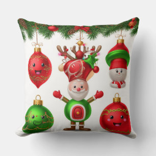 Festive Christmas Ornaments Throw Pillow