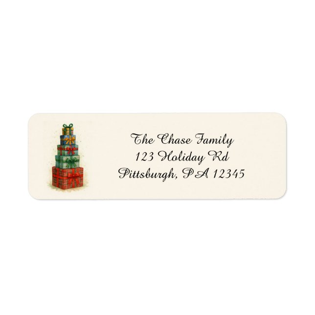 Festive Christmas Packages return address label (Front)