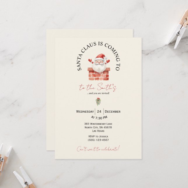 Festive Christmas Party Invitation (Front/Back In Situ)
