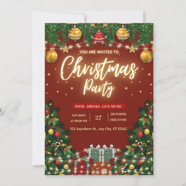 Festive Christmas Party Invitation (Front)