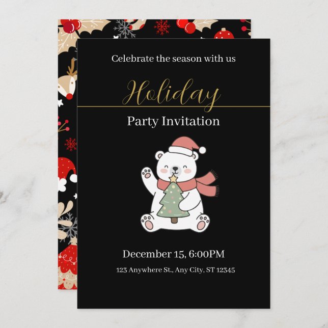 Festive Christmas Party Invitation (Devant / Derrière)