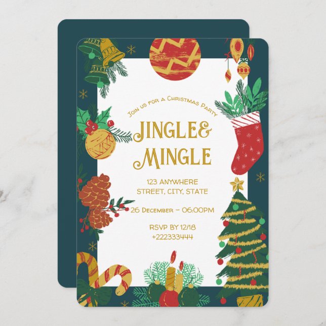 Festive Christmas Party Invitation (Front/Back)