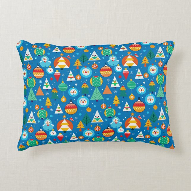 Festive Christmas Pattern Accent Pillow (Front)