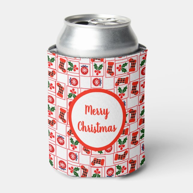 Festive Christmas pattern Can Cooler (Can Front)