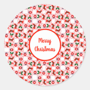 Festive Christmas pattern Classic Round Sticker