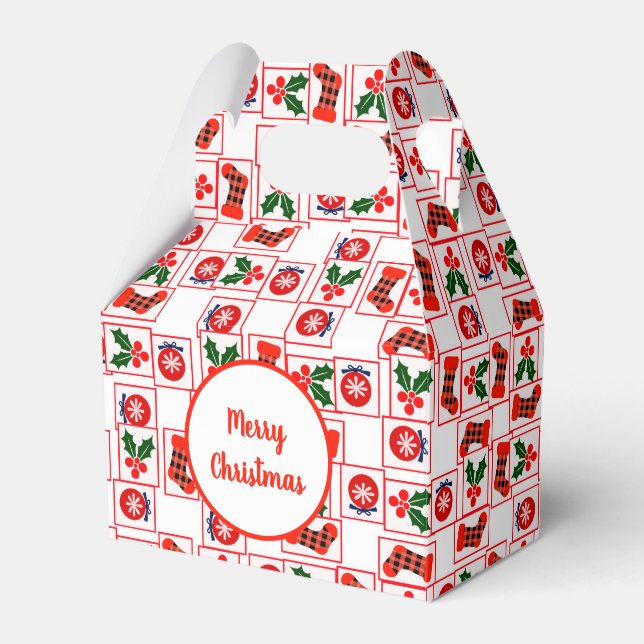 Festive Christmas pattern Favor Box (Front Side)