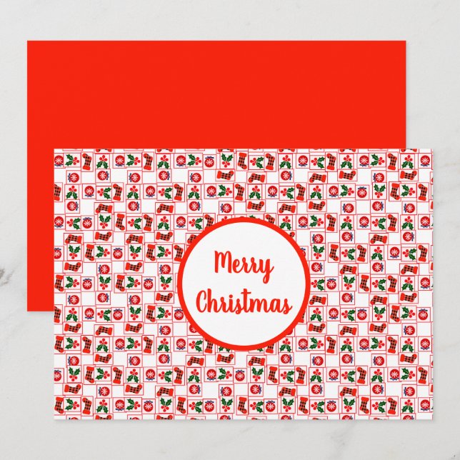 Festive Christmas pattern Holiday Card (Front/Back)