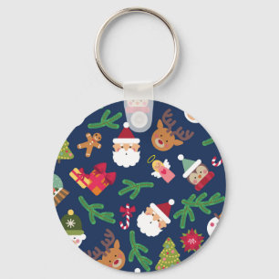 Festive Christmas pattern, holiday design. Keychain