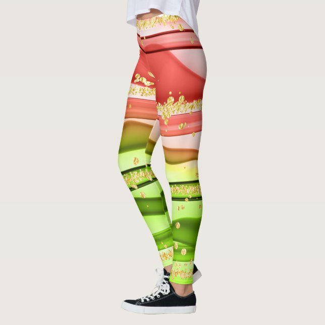 festive Christmas pattern Holiday  Leggings (Left)
