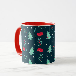 Festive Christmas Pattern in red and green Mug