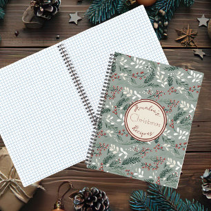 Festive Christmas Pattern Recipe Notebook