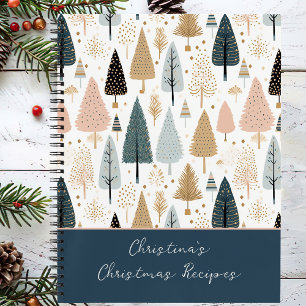 Festive Christmas Pattern Recipe Notebook