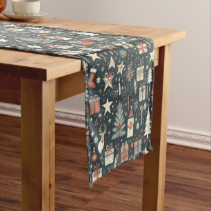 Festive Christmas Pattern Short Table Runner
