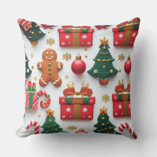 Festive Christmas Pattern Throw Pillow