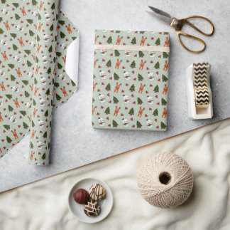 Festive Christmas Pattern with Christmas Tree Wrapping Paper