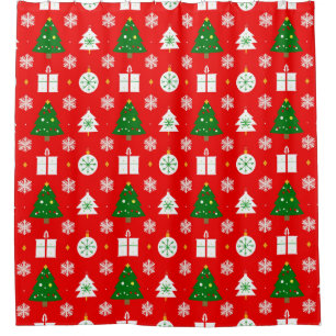Festive Christmas Pattern with Trees, Snowflakes