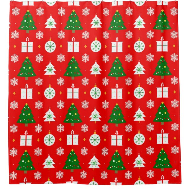 Festive Christmas Pattern with Trees, Snowflakes (Front)