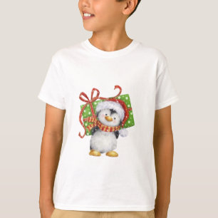 Festive Christmas Penguin with Gift - Holiday Deco T-Shirt