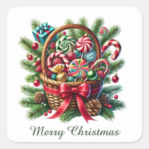 Festive Christmas peppermint candy  Square Sticker
