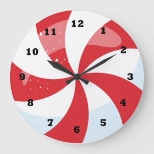 Festive Christmas peppermint Holiday Large Clock