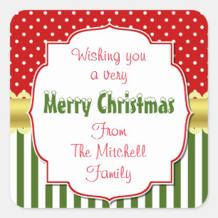 Festive Christmas Personalized Square Sticker