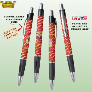 Festive Christmas Photo Gift, Xmas Red & Gold Pen