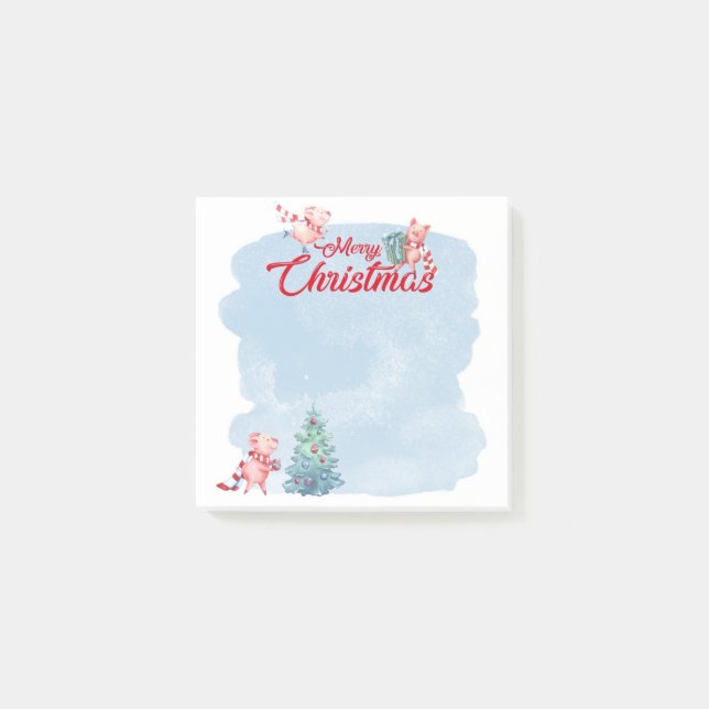 Festive Christmas Pig Post-it Notes (Front)