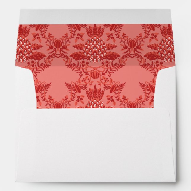 Festive Christmas Pineapple Ornaments Pattern Envelope (Back (Bottom))