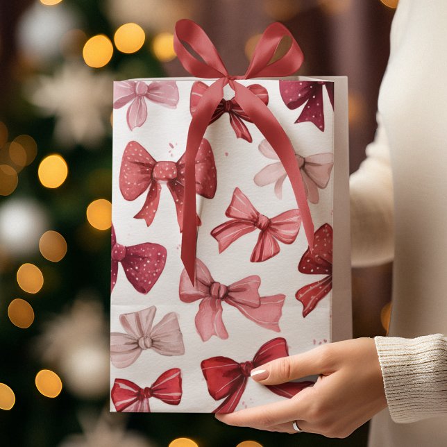 Festive Christmas Pink & Red Bows Gift Bag (Creator Uploaded)
