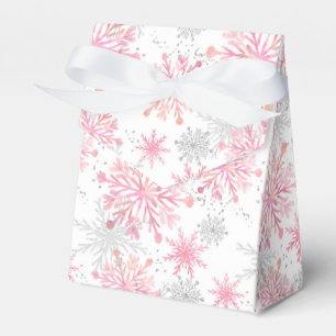 Festive Christmas pink snowflake gray party Favor Box
