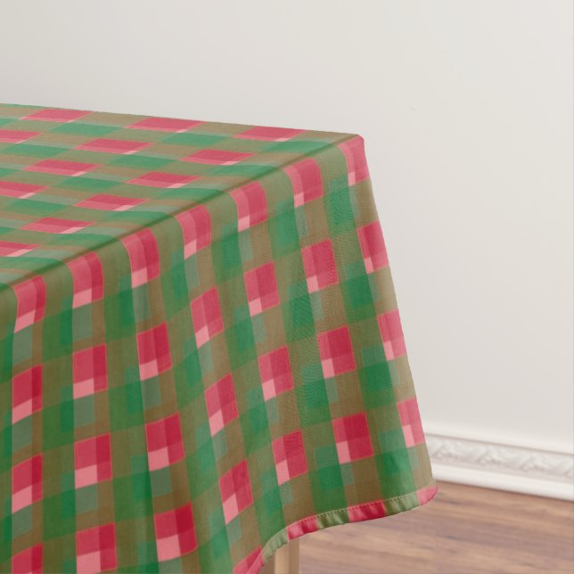 Festive Christmas Plaid Pattern Tablecloth (In Situ)