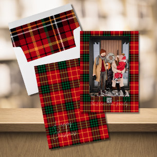 Festive Christmas Plaid Photo Holiday Card