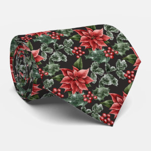 Festive Christmas poinsettia tiled pattern Tie