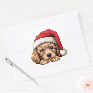 Festive Christmas Poodle Sticker