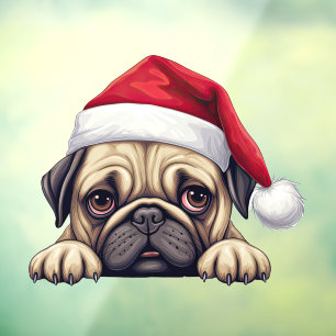 Festive Christmas Pug Window Cling