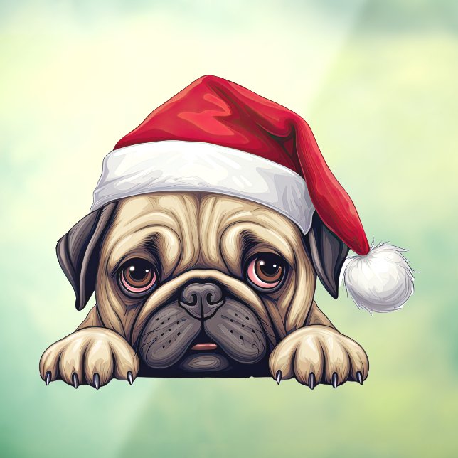 Festive Christmas Pug Window Cling (Sheet 3)