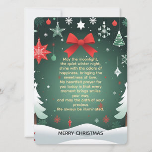 Festive Christmas Red Bow, Snowflakes & Winter Holiday Card