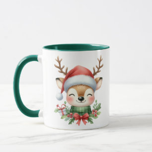 Festive Christmas reindeer add monogram Mug