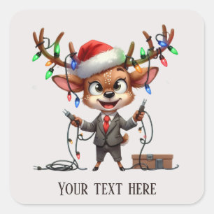 Festive Christmas reindeer add text Square Sticker
