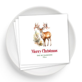 Festive Christmas Reindeer Napkins for Party Favou
