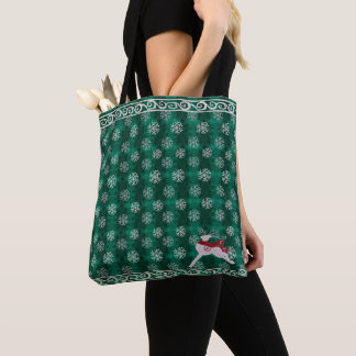 Festive Christmas Reindeer & Snowflake Tote Bag
