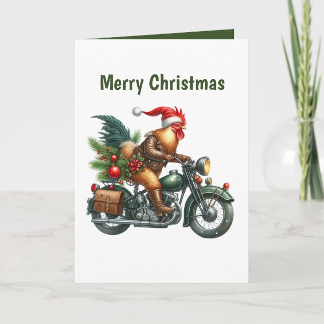 Festive Christmas rooster customizable   Holiday Card (Front)