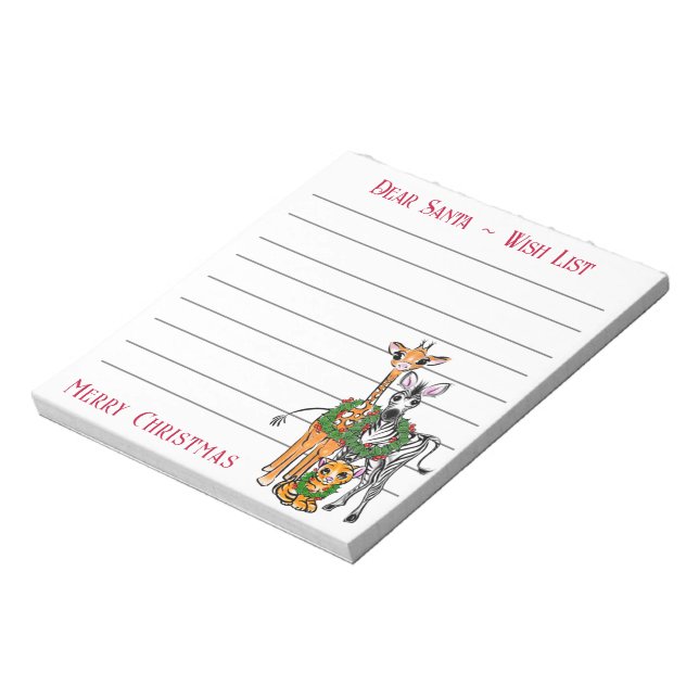 Festive Christmas safari friends, wish list  Notepad (Rotated)