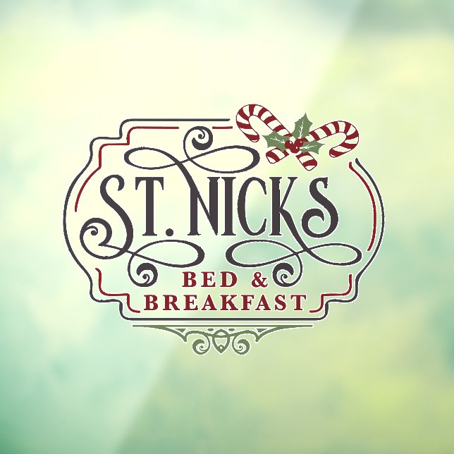 festive Christmas Saint Nick's Bed Breakfast Window Cling (Sheet 3)
