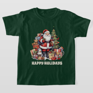 festive Christmas Santa add text watercolor T-Shirt