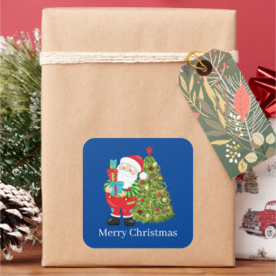 Festive Christmas Santa and tree Square Sticker