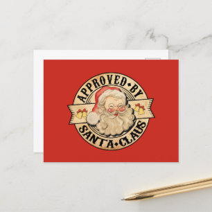 Festive Christmas Santa approved  Holiday Postcard
