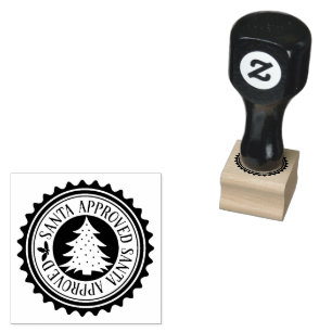 Festive Christmas Santa approved Rubber Stamp