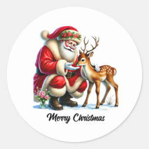 Festive Christmas Santa customizable Classic Round Sticker